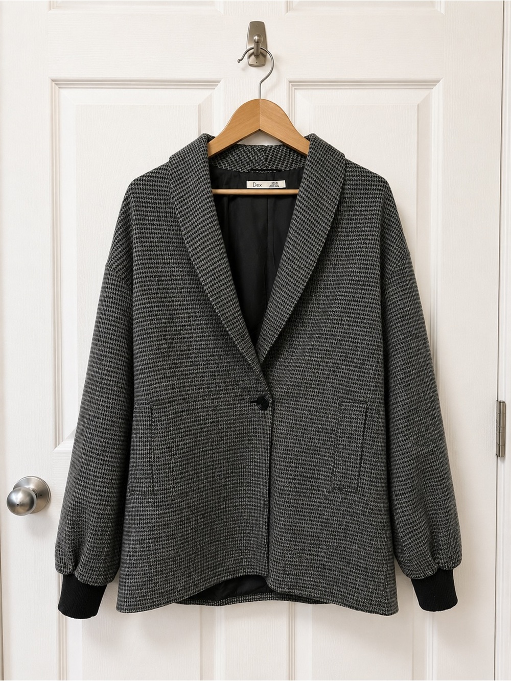 Dex NWT Houndstooth Shawl Collar Knit Cuff Blazer Jacket Medium